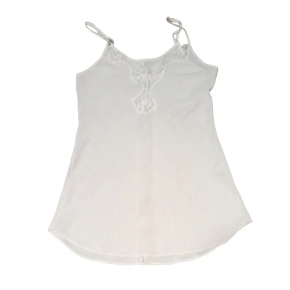 Colesce Couture Vintage‎ Cream Lace Trim Chemise Nightgown Lingerie Made in USA